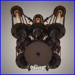Vintage Matte Black Chandelier Edison Bulb Steampunk Pendant Hanging Lamp