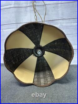 Vintage Mcm White Buffalo Native American Leather Hanging Lamp Light With Chain