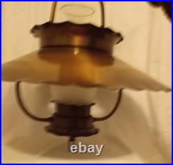 Vintage Metal Hanging Lamp Scalloped Shade 18