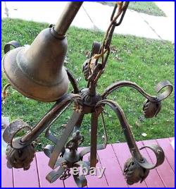 Vintage Metal Hanging Light, Chandelier Ceiling Fixture, Antique