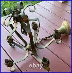 Vintage Metal Hanging Light, Chandelier Ceiling Fixture, Antique
