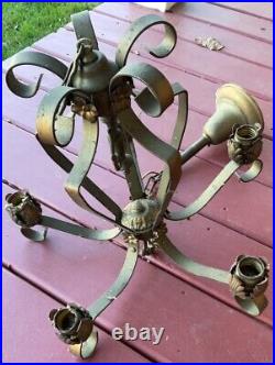 Vintage Metal Hanging Light, Chandelier Ceiling Fixture, Antique