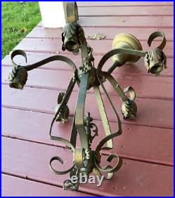 Vintage Metal Hanging Light, Chandelier Ceiling Fixture, Antique