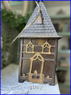 Vintage Mid Century 1960's-70 Goth Amber House Tudor Hanging Swag Lamp/Lights 2