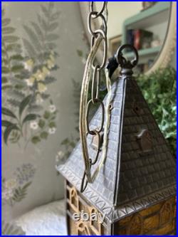 Vintage Mid Century 1960's-70 Goth Amber House Tudor Hanging Swag Lamp/Lights 2