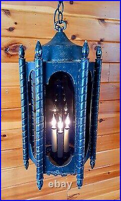 Vintage Mid Century 1960's-70's Gothic Medieval Tudor Hanging Swag Lamp/Light