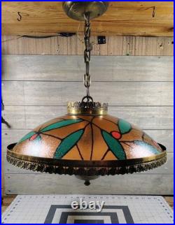 Vintage Mid Century 1960's Floral Hanging Lamp Works