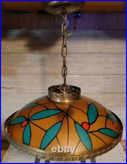 Vintage Mid Century 1960's Floral Hanging Lamp Works