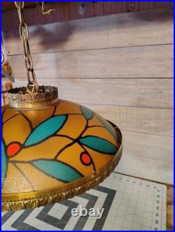 Vintage Mid Century 1960's Floral Hanging Lamp Works