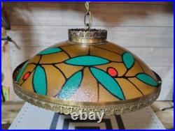 Vintage Mid Century 1960's Floral Hanging Lamp Works