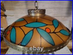 Vintage Mid Century 1960's Floral Hanging Lamp Works