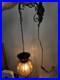Vintage Mid Century Amber Glass Hanging Pendant Lamp