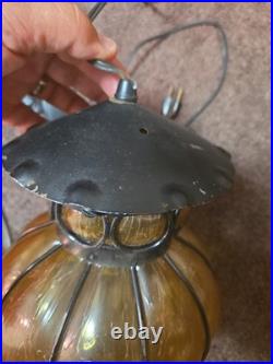 Vintage Mid Century Amber Glass Hanging Pendant Lamp Vintage Mid Century Amber Glass Hanging Pendant Lamp
