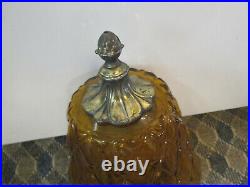 Vintage Mid-Century Amber Glass Hanging Swag Lamp 15 Globe Pendant Light 70's