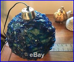 Vintage Mid Century BRUTALIST Lucite Lava Rock Candy Hanging Swag Lamp Spaghetti