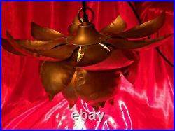 Vintage Mid Century Brass Lotus Hanging Lamp By World Market Feldman Lighting