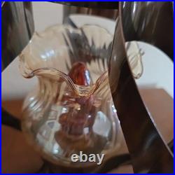 Vintage Mid Century Brutalist Metal Glass Swag Pendant Light Lamp Vintage Mid Century Brutalist Metal Glass Swag Pendant Light Lamp