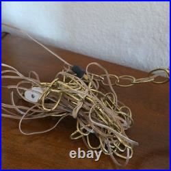 Vintage Mid Century Brutalist Metal Glass Swag Pendant Light Lamp