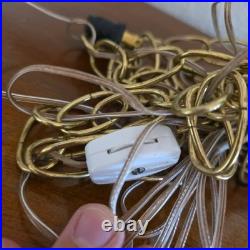 Vintage Mid Century Brutalist Metal Glass Swag Pendant Light Lamp