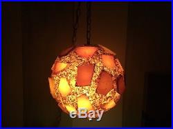 Vintage Mid Century CHUNKY LUCITE ROCK CANDY Hanging SWAG LAMP Light Spaghetti