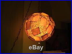 Vintage Mid Century CHUNKY LUCITE ROCK CANDY Hanging SWAG LAMP Light Spaghetti