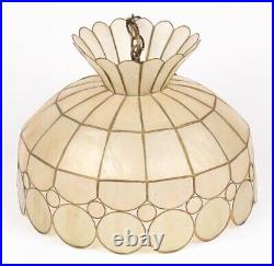 Vintage Mid Century Capiz Shell Hanging Light Lamp Chandelier MCM