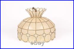 Vintage Mid Century Capiz Shell Hanging Light Lamp Chandelier MCM