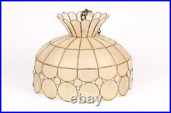 Vintage Mid Century Capiz Shell Hanging Light Lamp Chandelier MCM