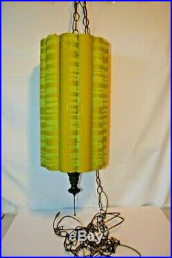 Vintage Mid Century Ceiling Hanging Swag Lamp / Light 20 X 10. Groovy Green