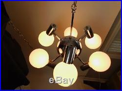 Vintage Mid Century Chrome Sputnik Atomic Hanging Light Lamp
