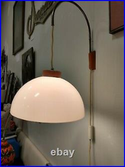 Vintage Mid Century DANISH MODERN Hanging Light TEAK Wall Mount PENDANT Lamp MCM