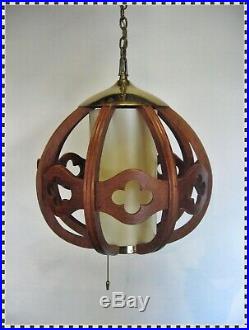 Vintage Mid Century Danish Modern Atomic Retro Hanging Swag Lamp Light