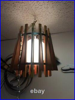 Vintage Mid Century Danish Modern Atomic Retro Hanging Swag Lamp Light