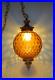 Vintage Mid Century Falkenstein Amber Bubble Glass Hanging Swag Lamp Light