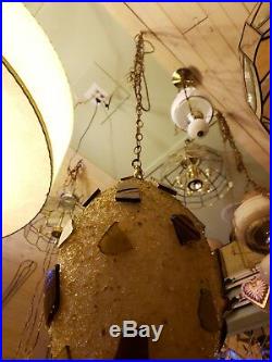 Vintage Mid Century Fiberglass Spaghetti Style Hanging Lamp