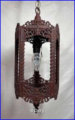 Vintage Mid Century GIM #3045 Painted Metal 5 Panel Lantern Pendent Lamp Light