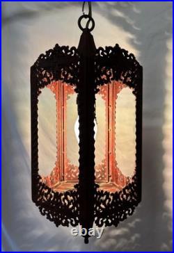 Vintage Mid Century GIM #3045 Painted Metal 5 Panel Lantern Pendent Lamp Light Vintage Mid Century GIM #3045 Painted Metal 5 Panel Lantern Pendent Lamp Light