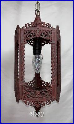 Vintage Mid Century GIM #3045 Painted Metal 5 Panel Lantern Pendent Lamp Light