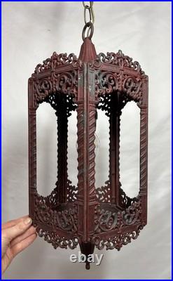 Vintage Mid Century GIM #3045 Painted Metal 5 Panel Lantern Pendent Lamp Light