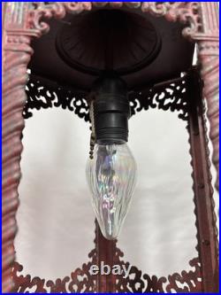 Vintage Mid Century GIM #3045 Painted Metal 5 Panel Lantern Pendent Lamp Light