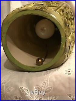 Vintage Mid Century Green Pottery Hanging Swag Lamp