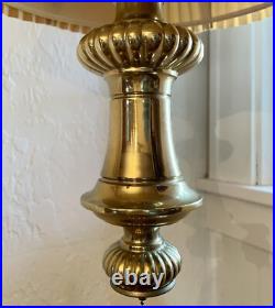 Vintage Mid Century Hanging Brass Swag Lamp Ceiling Reading Light with Shade