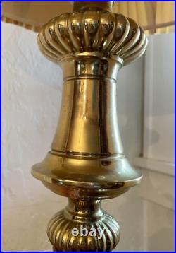 Vintage Mid Century Hanging Brass Swag Lamp Ceiling Reading Light with Shade