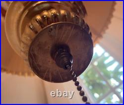 Vintage Mid Century Hanging Brass Swag Lamp Ceiling Reading Light with Shade