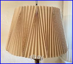 Vintage Mid Century Hanging Brass Swag Lamp Ceiling Reading Light with Shade