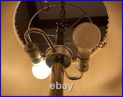 Vintage Mid Century Hanging Brass Swag Lamp Ceiling Reading Light with Shade