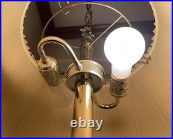Vintage Mid Century Hanging Brass Swag Lamp Ceiling Reading Light with Shade