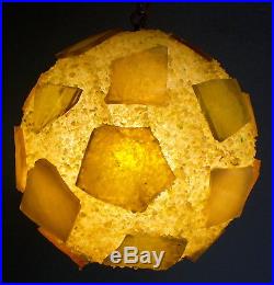 Vintage Mid Century Hanging Chunky Lucite Resin Rock Candy Swag Lamp Light 40