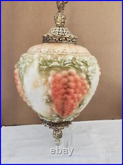 Vintage Mid Century Hanging SWAG LAMP Glass Falkenstein Grapes WORKS