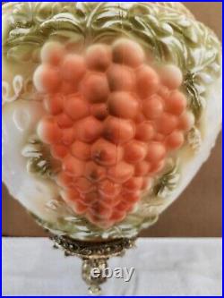 Vintage Mid Century Hanging SWAG LAMP Glass Falkenstein Grapes WORKS